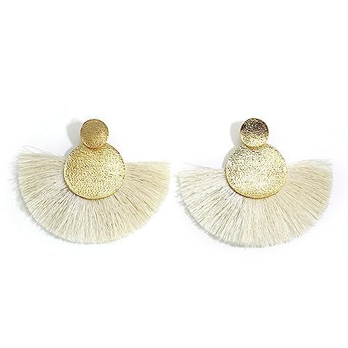 MOOCHI Women's Handmade Thread Tassel Hanging Fashion Earrings Bohemian Statement Fringed | Amazon (US)