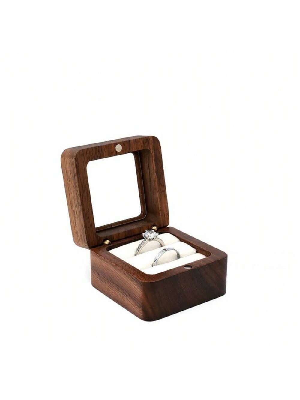 1pc White Wooden Jewelry Box For Ring, Earring, Necklace, Bracelet, Double Rows Display With Clea... | SHEIN