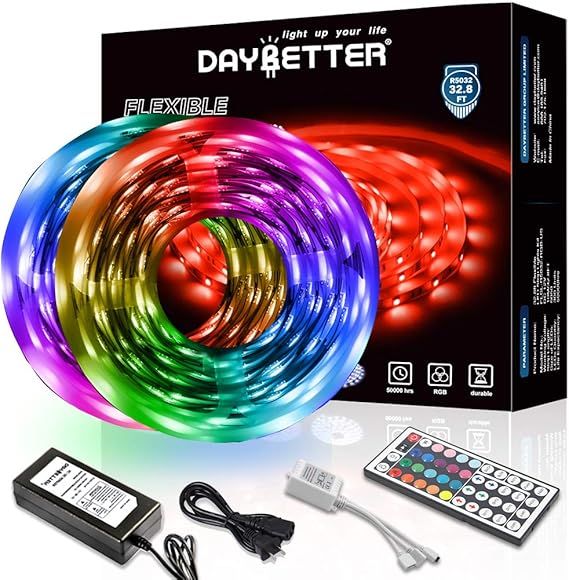 Daybetter 32.8ft 10m Led Strip Lights, Flexible Color Changing 5050 RGB 300 LEDs Light Strips Kit... | Amazon (US)