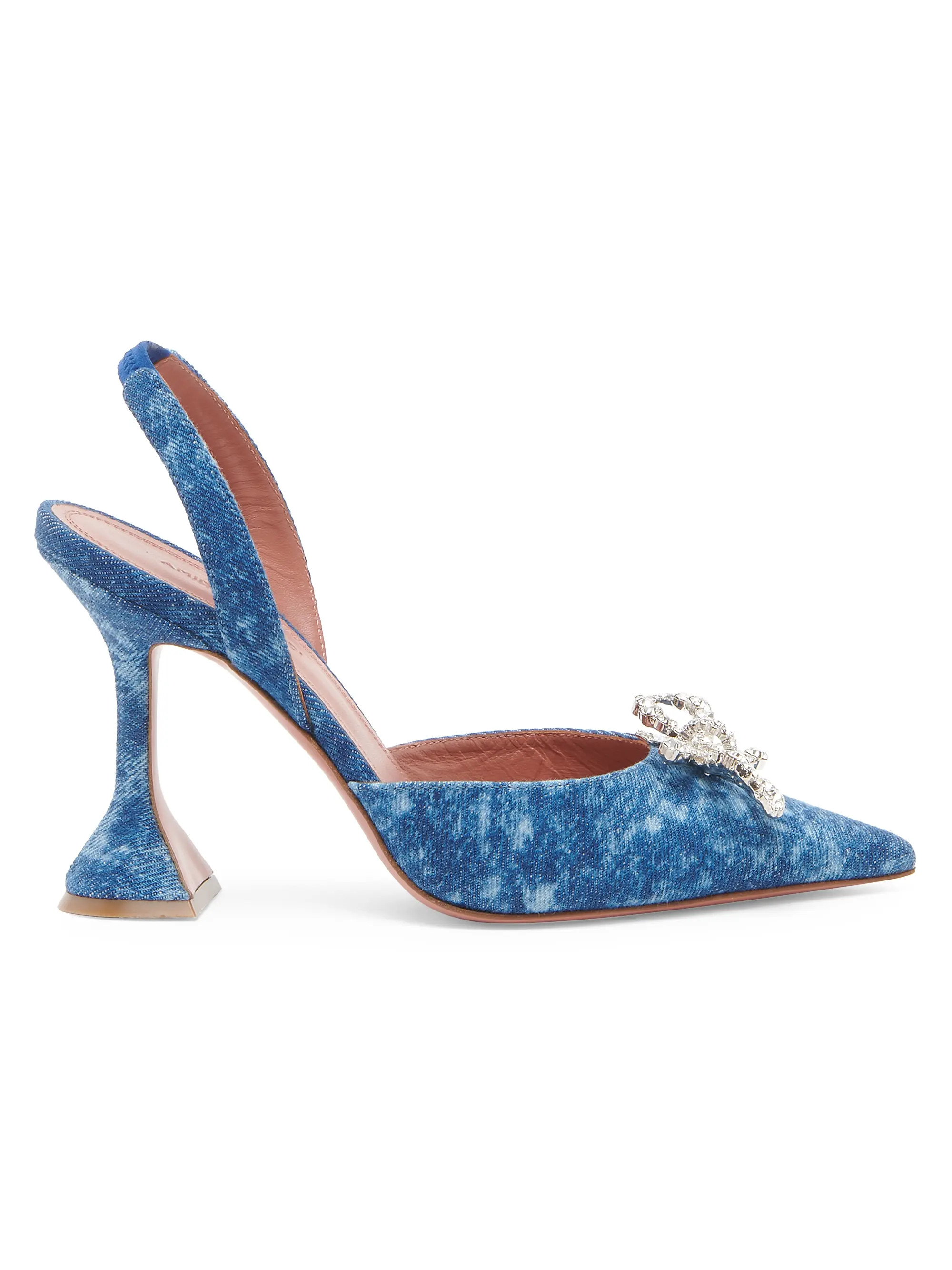 Rosie 95MM Crystal Bow Denim Slingback Pumps | Saks Fifth Avenue