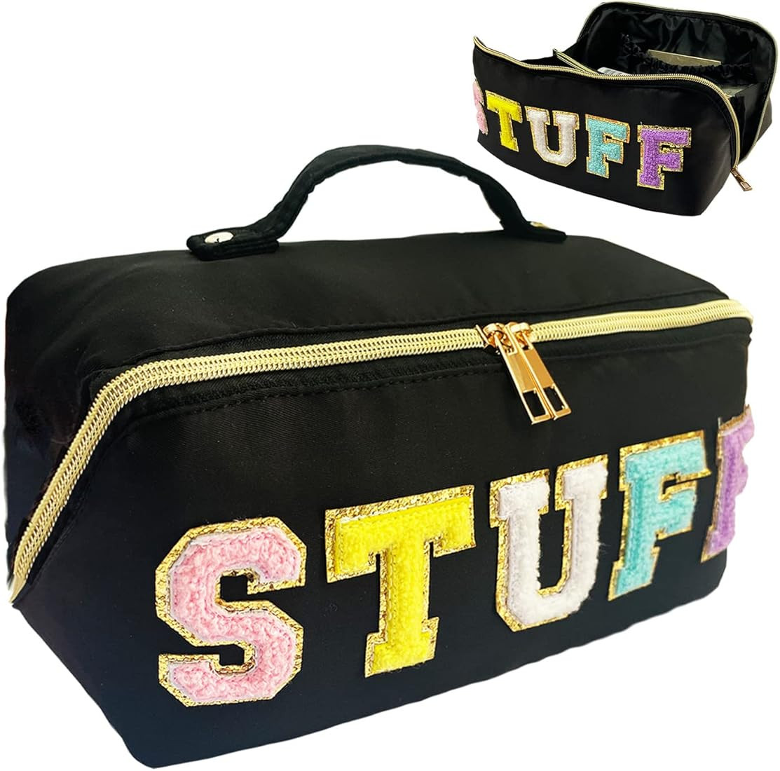 Stoney Clover Makeup Bag Preppy Patch Makeup Bag Preppy Pouch Stuff Pouch Nylon Alphabet Cosmetic... | Amazon (US)