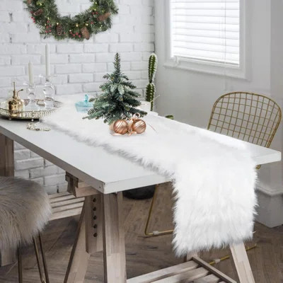Christmas Table Runner, Faux Fur Table Runner For Christmas Table Decorations, Holiday White Table Runner Christmas Theme For Christmas Dinning Table | Wayfair North America