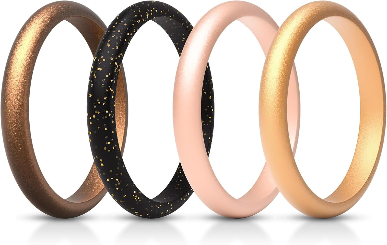 ThunderFit Women’s Silicone Thin and Stackable Bridal Ring Sets, Silicone Wedding Bands, 2.5mm ... | Amazon (US)