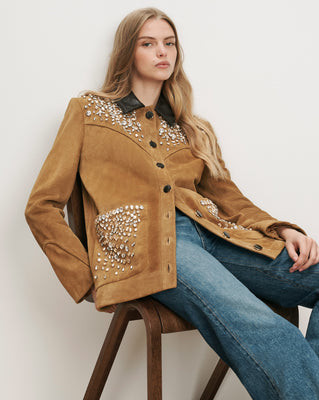Veronica Beard Shannon Suede Embellished Jacket Acorn | Veronica Beard