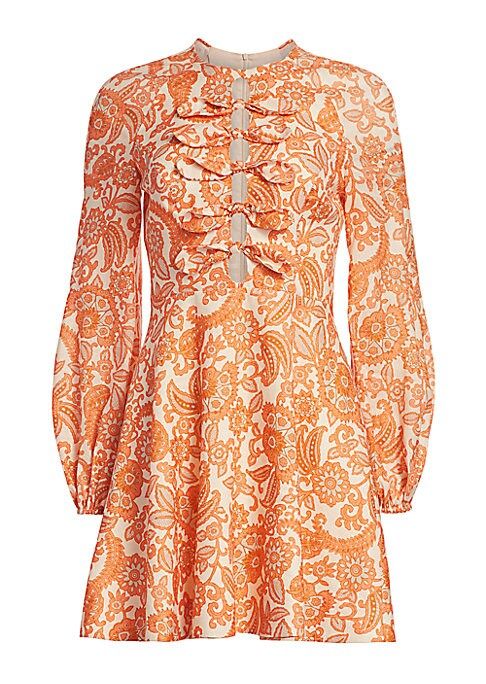 Zimmermann Women's Peggy Scalloped Mini Dress - Orange Paisley - Size 0 (2-4) | Saks Fifth Avenue