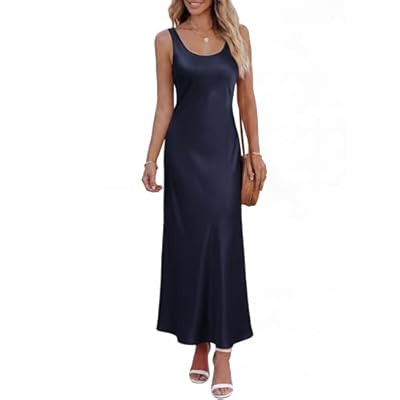 BTFBM Satin Dress Sleeveless Scoop Neck Summer Dresses for Women Elegant Classy 2026 Par… | Amazon (US)