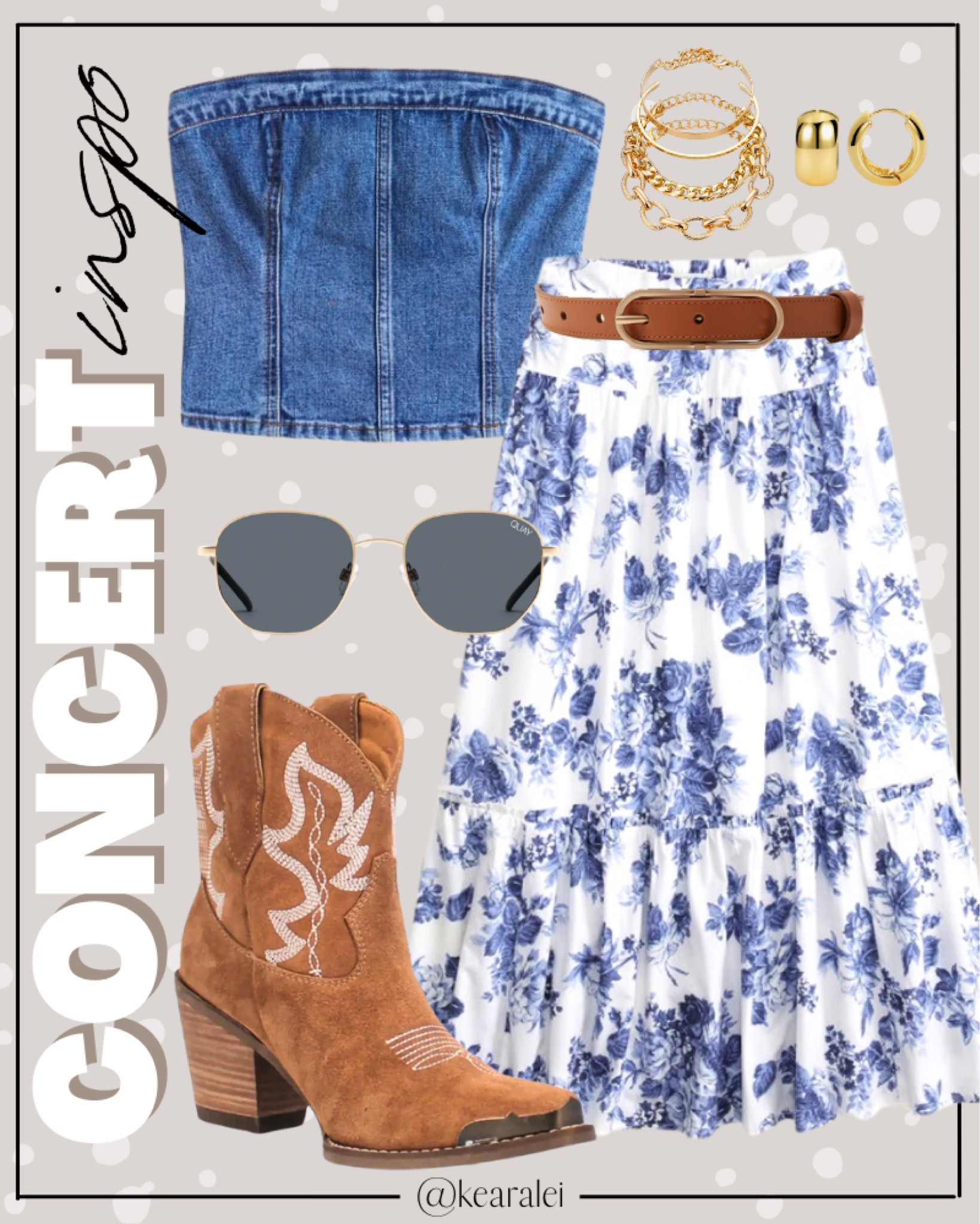 Country concert outfit festival outfits Nashville outfit denim tube top corset sleeveless shirt denim vest with white and blue floral maxi skirt tiered skirt brown skinny belt and brown leather cowboy boots cowgirl boot tall boots straw cowgirl hat cowboy hats summer outfit fair rodeo carnival Nordstrom Amazon 
.
Work dress outfits wedding guest dresses teacheroutfit workwear red maroon floral dress with beige ivory leather jacket and tall knee high beige boots taupe quilted purse || #Abercrombie #amazon #nordstrom
.
.
teacher outfits, business casual, casual outfits, neutrals, street style, Midi skirt, Maxi Dress, Swimsuit, Bikini, Travel, skinny Jeans, Puffer Jackets, Concert Outfits, Cocktail Dresses, Sweater dress, Sweaters, cardigans Fleece Pullovers, hoodies, button-downs, Oversized Sweatshirts, Jeans, High Waisted Leggings, dresses, joggers, fall Fashion, winter fashion, leather jacket, Sherpa jackets, Deals, shacket, Plaid Shirt Jackets, apple watch bands, lounge set, Date Night Outfits, Vacation outfits, Mom jeans, shorts, sunglasses, Disney outfits, Romper, jumpsuit, Airport outfits, biker shorts, Weekender bag, plus size fashion, Stanley cup tumbler, Work blazers, Work Wear, workwear

boots booties take over the knee, ankle boots, Chelsea boots, combat boots, pointed toe, chunky sole, heel, sneakers, slip on shoes, Nike, adidas, vans, dr. marten’s, ugg slippers, golden goose, sandals, high heels, loafers, Birkenstock Birkenstocks, 

Wedding Guest Dresses, Bachelorette Party, White Dresses, bridesmaid dresses, cocktail dress, Bridal shower dress, bride, wedding guest outfit

Target, Abercrombie and fitch, Amazon, Shein, Nordstrom, H&M, forever 21, forever21, Walmart, asos, Nordstrom rack, Nike, adidas, Vans, Quay, Tarte, Sephora 


#LTKMidsize #LTKSeasonal #LTKStyleTip