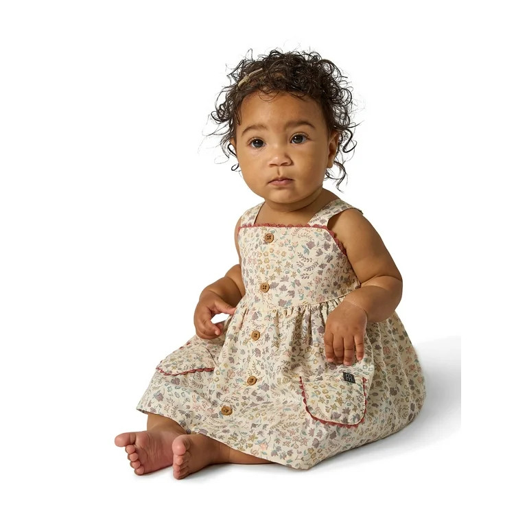 Modern Moments by Gerber Baby Girl Soft Dress with Ric-Rac Detail and Diaper Cover, 2-Piece, Size... | Walmart (US)