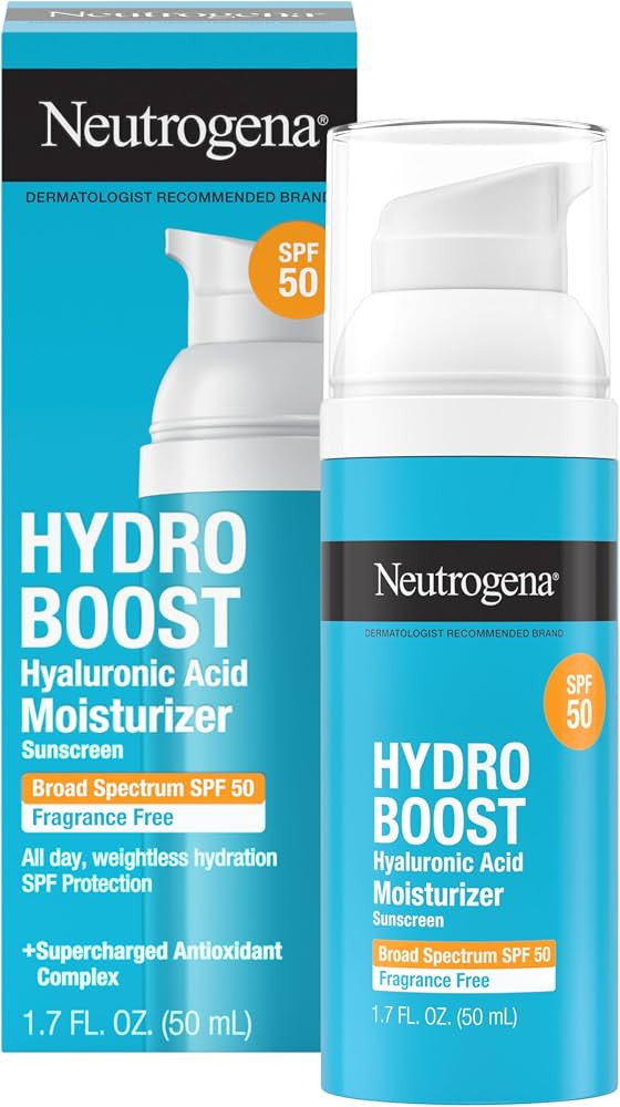Neutrogena Hydro Boost Hyaluronic Acid Face Moisturizer with Broad Spectrum SPF 50 Sunscreen, Non... | Amazon (US)
