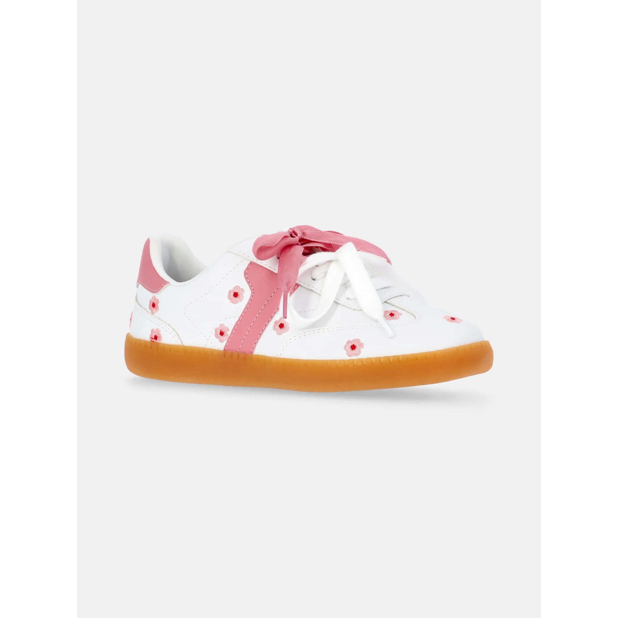 Wonder Nation Little and Big Girls Casual Soccer Sneakers with Ribbon Laces | Walmart (US)