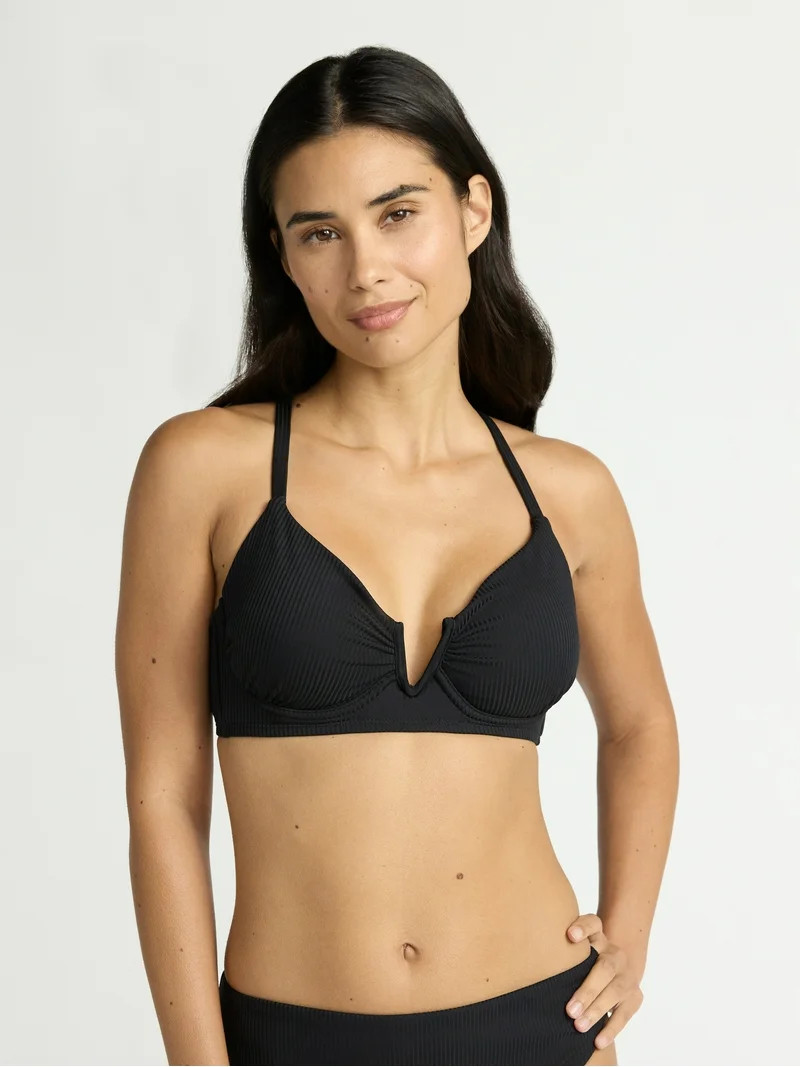 Time and Tru Women's and Women's Plus V Wire Underwire Bikini Top, Sizes XS-2X | Walmart (US)