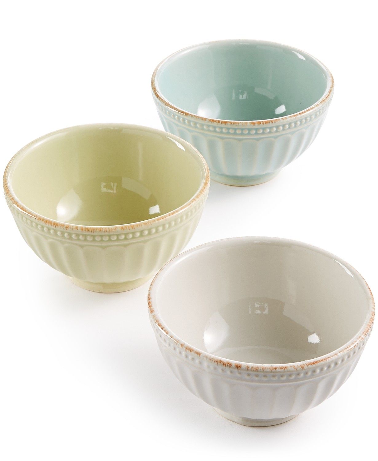 Lenox French Perle Groove Collection Stoneware 3-Pc. Mini Bowls Set & Reviews - Dinnerware - Dini... | Macys (US)