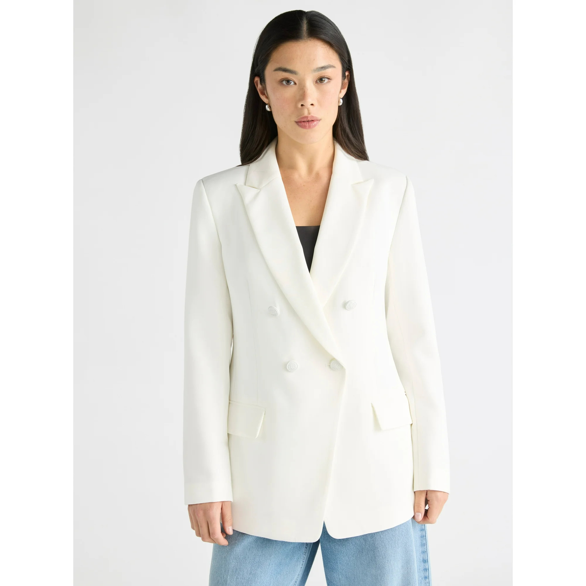 Scoop Women's Slim Fit Double Breasted Blazer, Sizes XS-XXL | Walmart (US)
