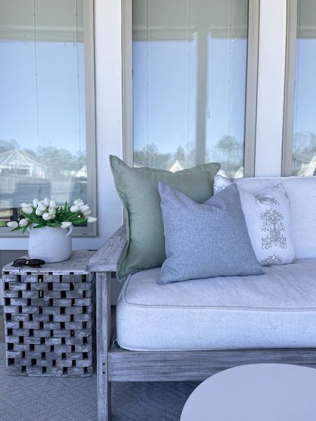 Outdoor pillow combo! Affordable outdoor pillows from target and Amazon. Garden green, gray, white and dusty blue outdoor decor palette 

#LTKunder50 #LTKhome #LTKSeasonal