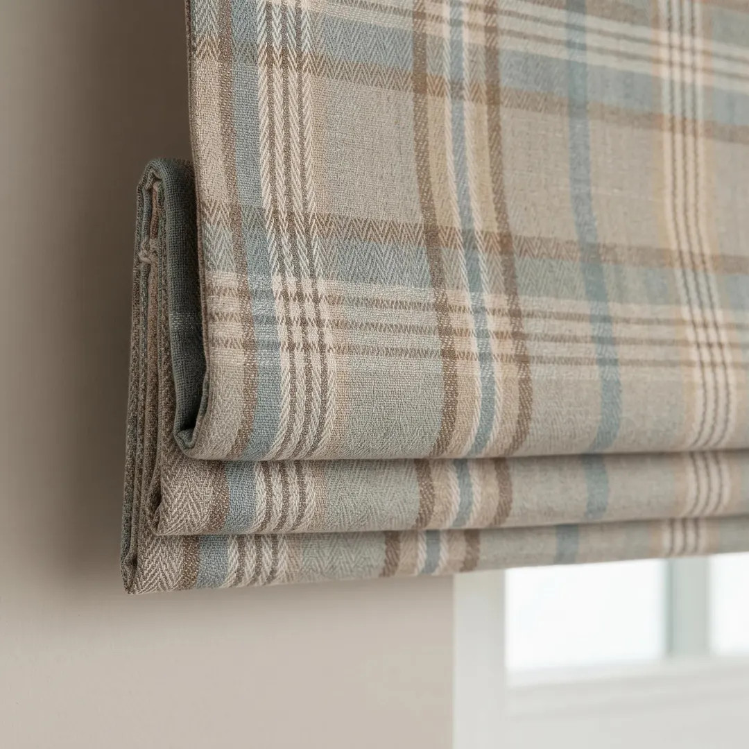 Plaid Roman Shade, Custom Window Shade, Neutral Check Roman Blind, Farmhouse Window Treatment, Co... | Etsy (Global)