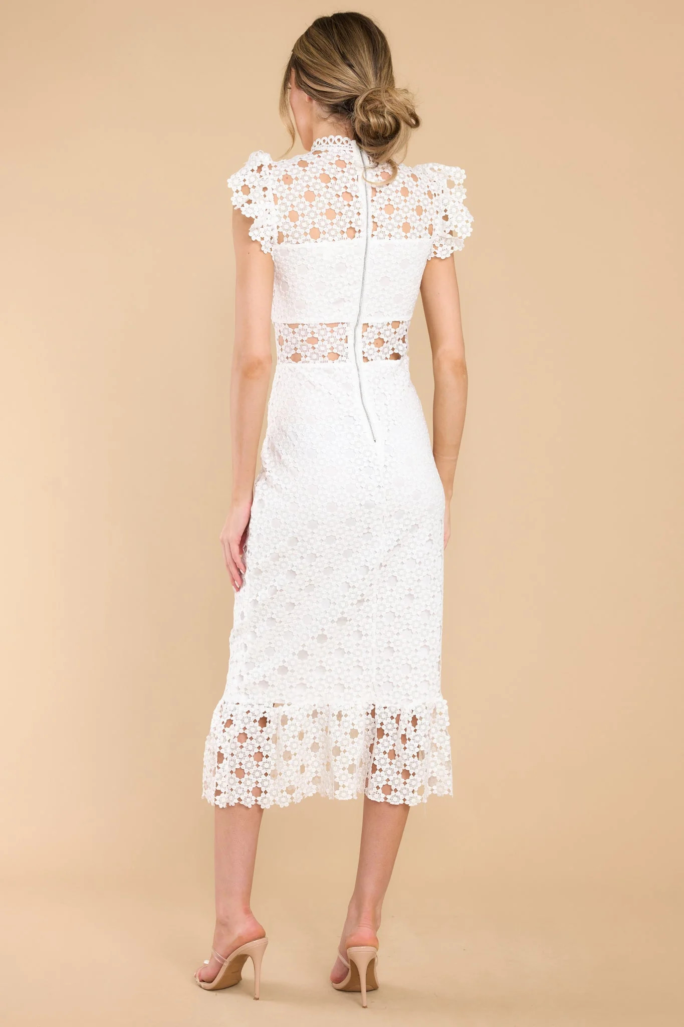 Love's High Hopes White Crochet Midi Dress | Red Dress