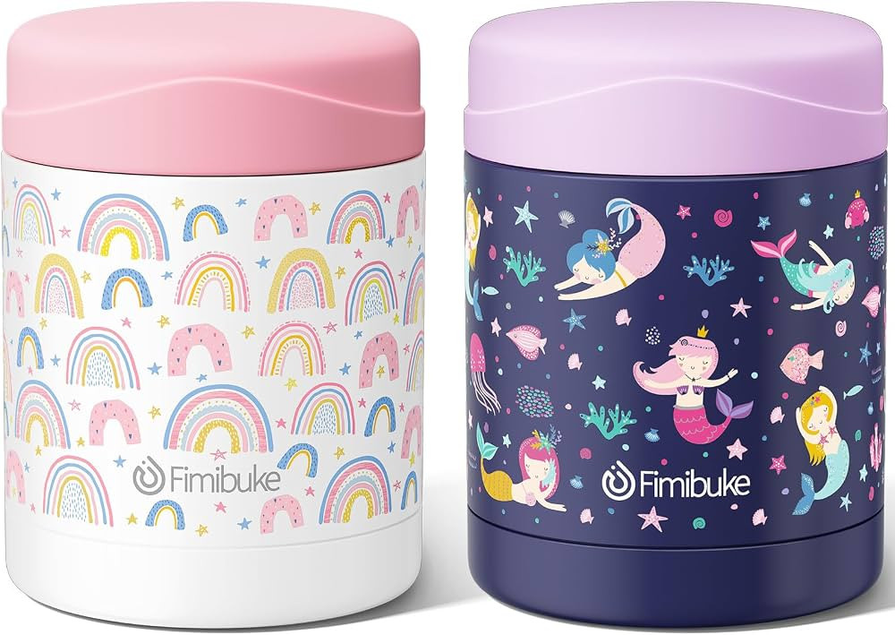 Fimibuke Insulated Kids Food Jar, 2 Pack 12 OZ BPA-FREE Stainless Steel Vacuum Thermos for Hot/Co... | Amazon (US)