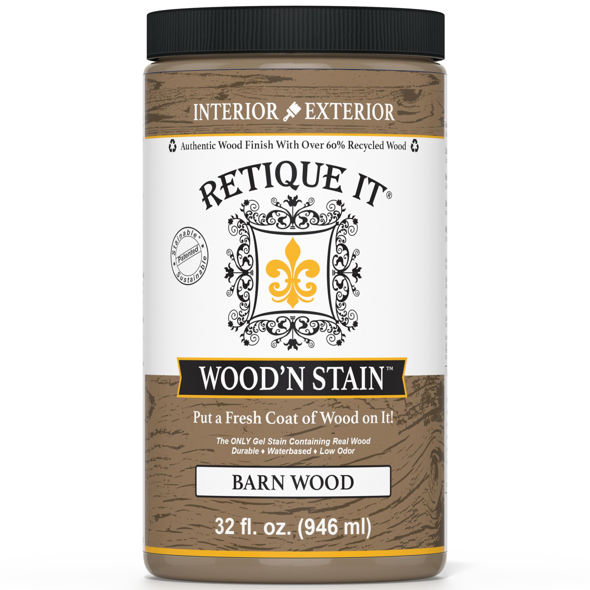 Retique It Wood'n Stain - Liquid Wood Gel Stain Interior/Exterior (32 oz (Quart), 45 Barn Wood) | Amazon (US)