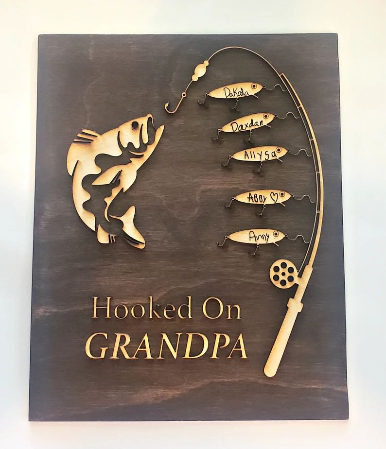 Hooked on Grandpa Papa Dad Father's Day Birthday Sign | Etsy | Etsy (US)