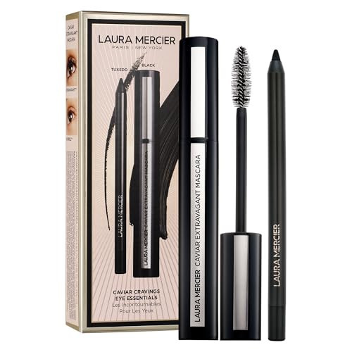 Laura Mercier Caviar Cravings Eye Essentials, Caviar Tightline Eyeliner and Extravagant Mascara: Long Lasting Color, 3X Curl and Lift, Smudge- & Transfer-Proof, Holiday Gift Set | Amazon (US)