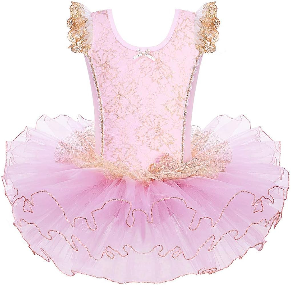 Amazon.com: Leotards for Girls Ballet Dance Tutu Skirted Princess Dress Gold Pink, XL : Clothing,... | Amazon (US)