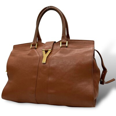 Authentic YVES SAINT LAURENT Cabas Chic Mini Shoulder Handbag Y Line Leather...  | eBay | eBay US