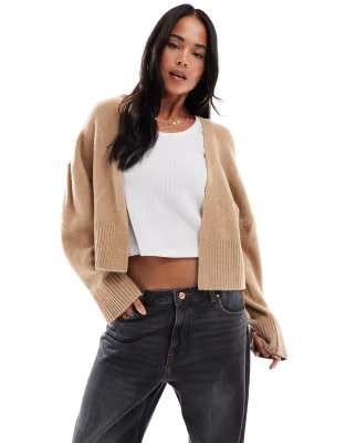 ASOS DESIGN edge to edge cardigan in biscuit | ASOS (Global)