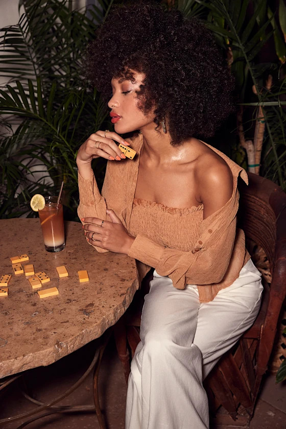 Afternoon Hours Orange Button-Up Tube Top Set | Lulus (US)