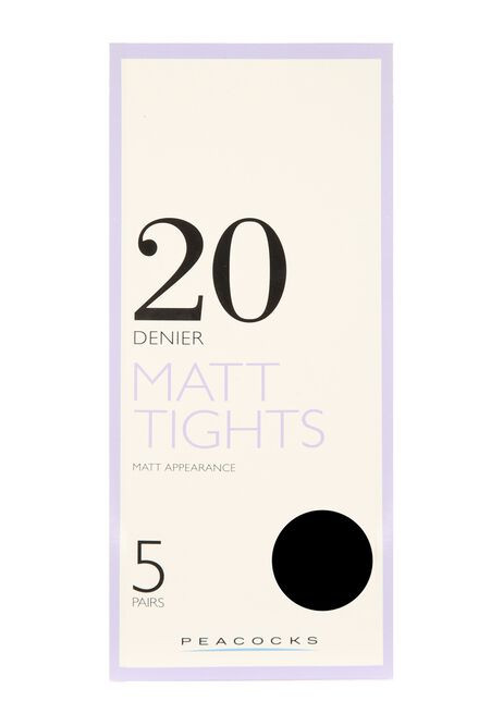 Womens Black Bare 20 Denier 5pk Tights Extra Large | Peacocks