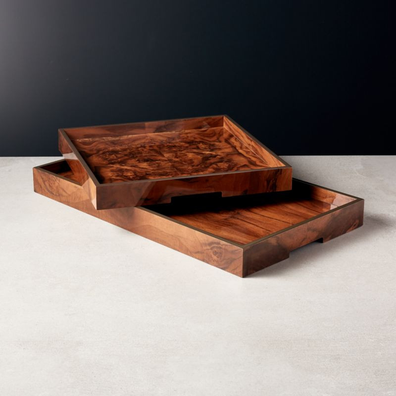 Marq Burl Wood Trays | CB2 | CB2