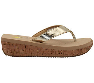 Volatile Metallic Leather Thong Sandal | QVC