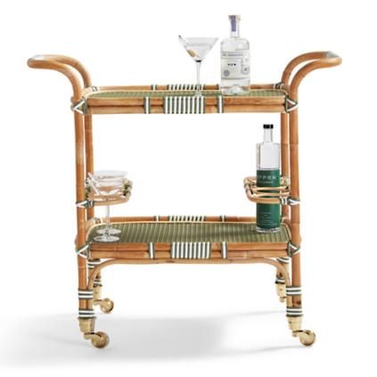 Our Brooks Rattan Bar Cart provides tableside service for brunch, tea or cocktail hour. The ratta... | Frontgate