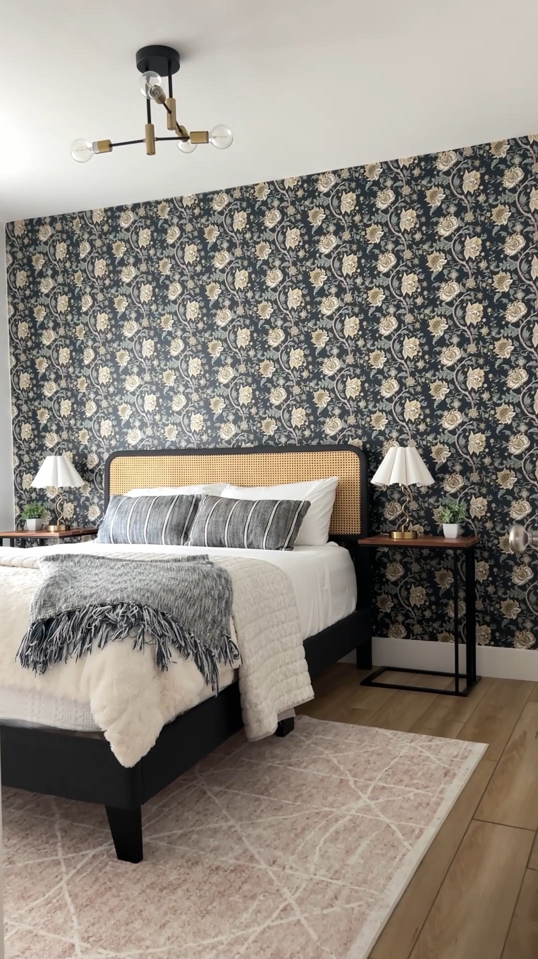 This guest bedroom got a glow up with wallpaper, a new rug, bedding and side lamps!

I love these lamps because they are touch activated and even have USB ports for easy charging! 

#LTKFindsUnder100 #LTKHome