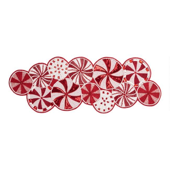 Pier Place Peppermint Party Beaded Table Runner | World Market