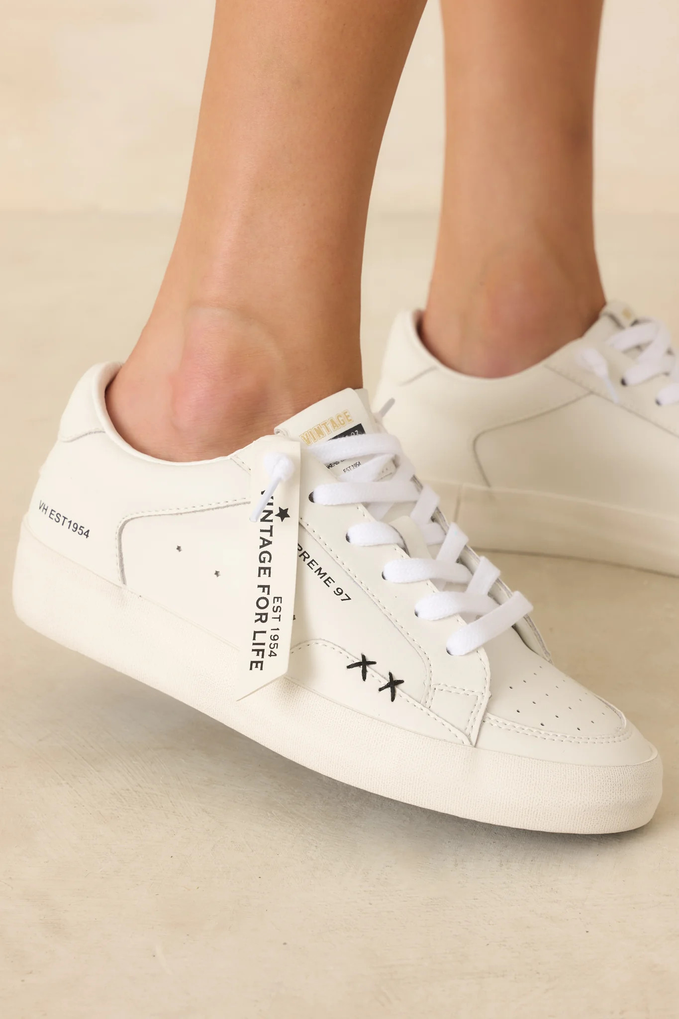 Vintage Havana Supreme White Leather Sneakers | Red Dress