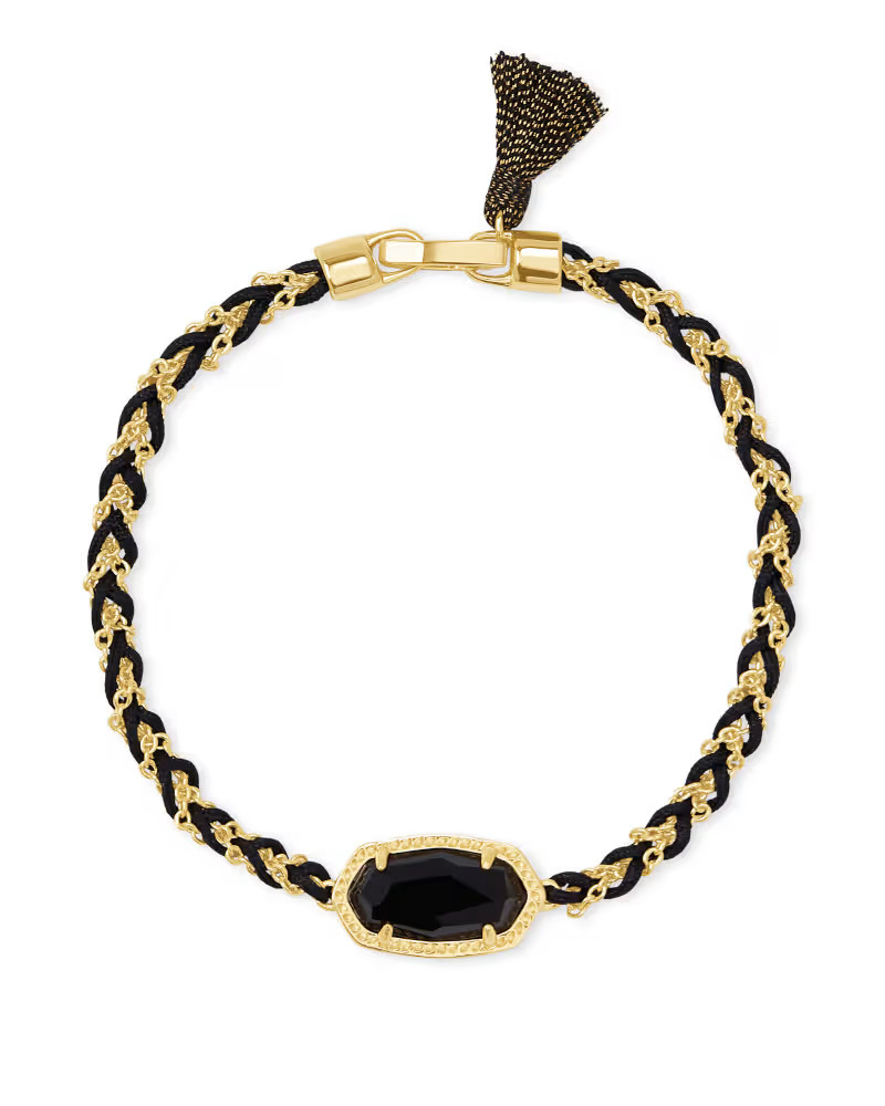 Elaina Braided Gold Friendship Bracelet in Black Obsidian | Kendra Scott