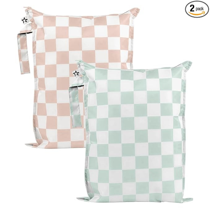 Tiny Twinkle Mess Proof Wet Bags | 2-Pack Reusable Waterproof Wet Bags for Swimsuits | Baby Cloth... | Amazon (US)