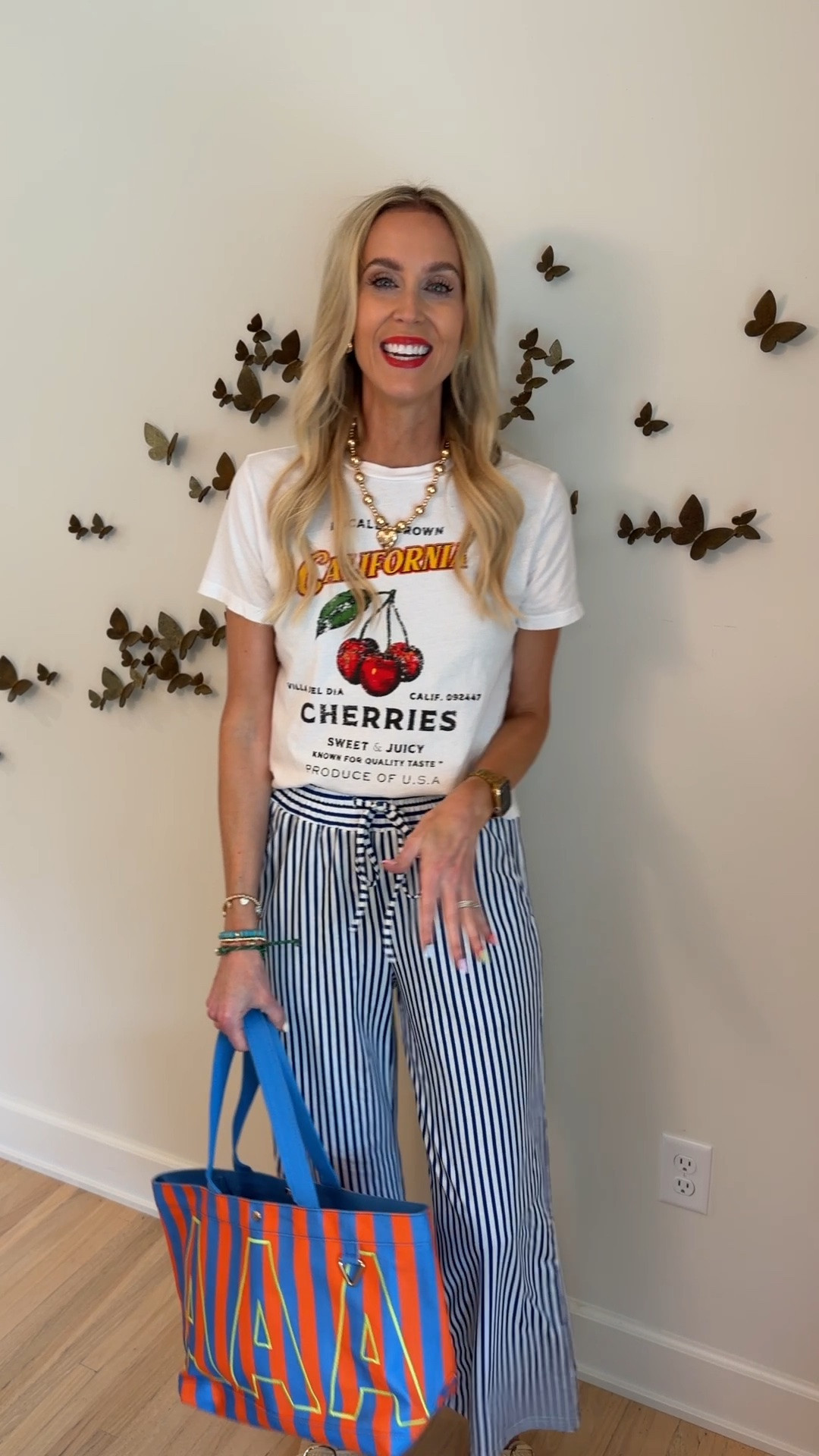 On love with these Amazon blue and white striped pants!! They are so soft
