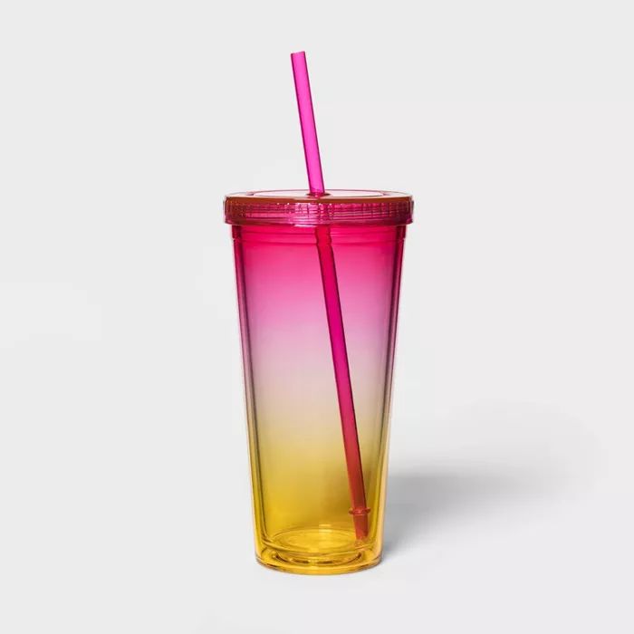 24oz Plastic Ombre Tumbler with Straw - Sun Squad™ | Target