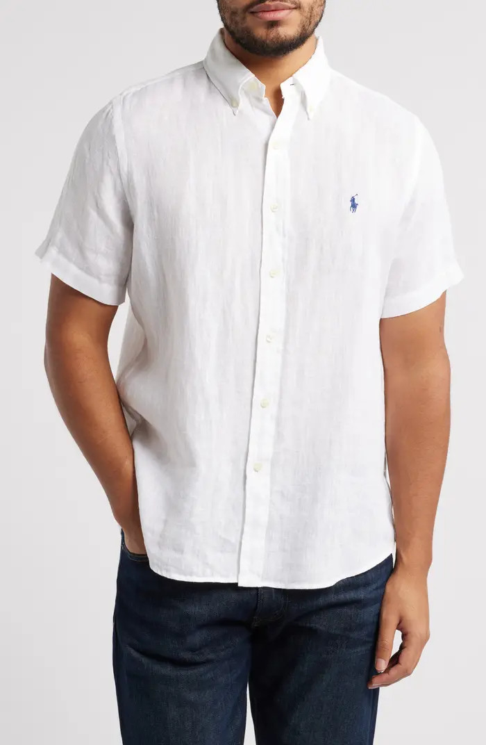 Polo Ralph Lauren Classic Fit Short Sleeve Linen Button-Down Shirt | Nordstrom | Nordstrom