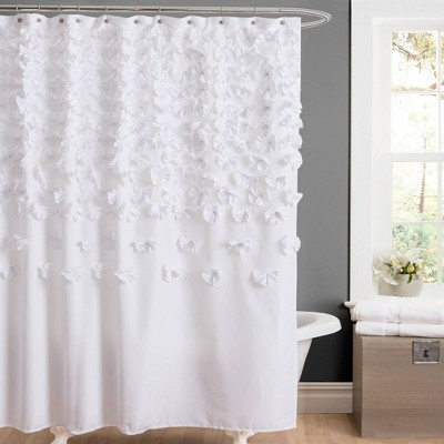 Lucia Scattered Flower Textured Shower Curtain White - Lush Décor | Target