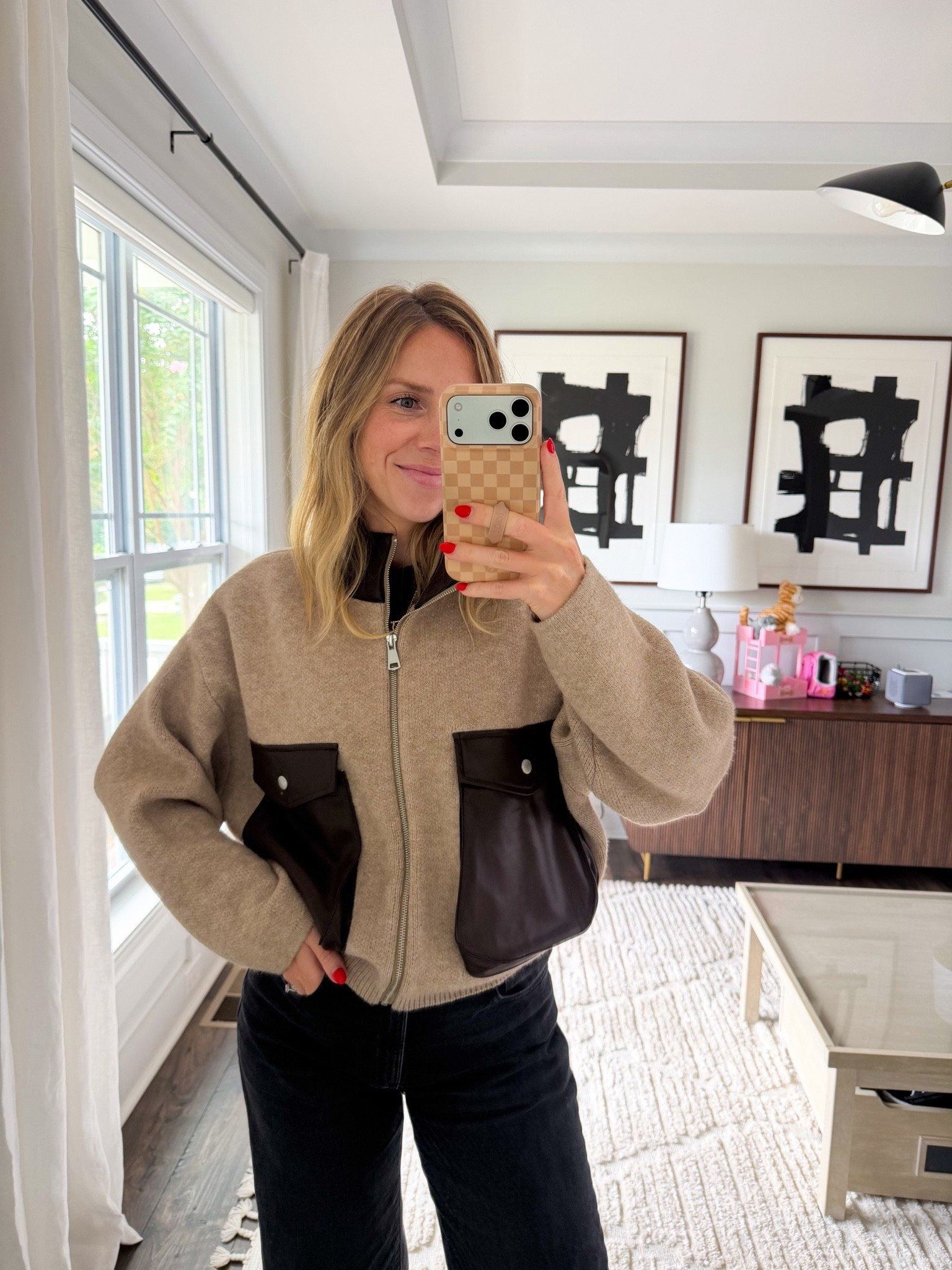 Love this sweater jacket for fall. Fits tts!