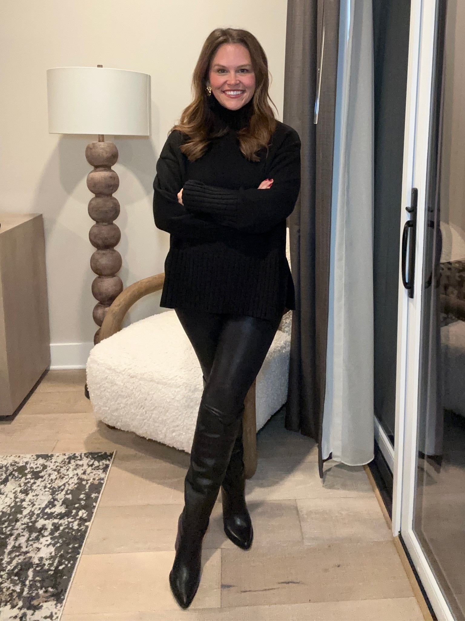Loving this all black look! This sweater is the perfect staple black sweater to have in your closet! And the price is amazing! I paired it with Spanx legging and tall black boots! 

#LTKFindsUnder50 #LTKTravel #LTKStyleTip
