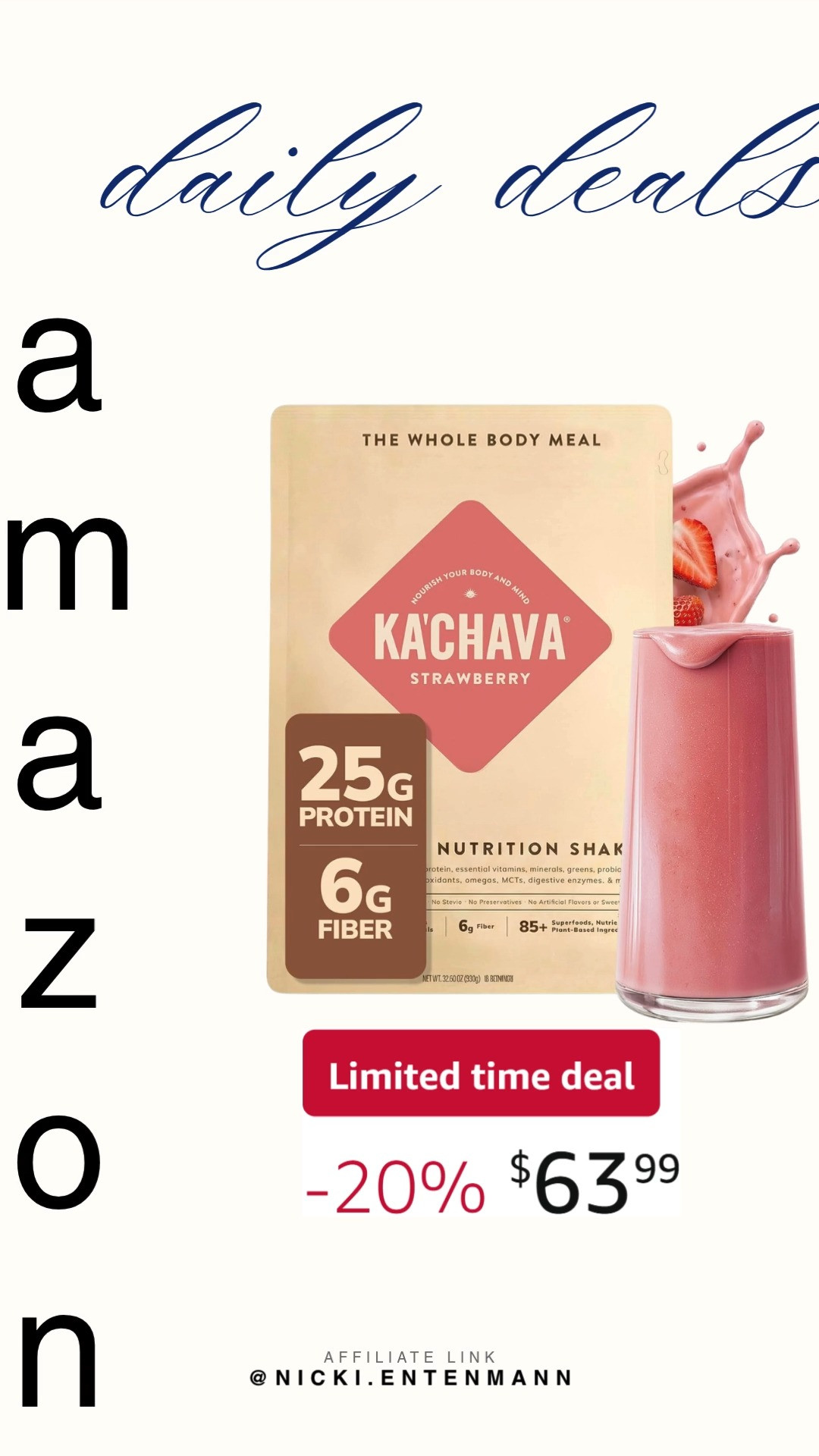 Ka’Chava All‑In‑One Nutrition Shake Blend fuels your day with plant‑based goodness, rich flavor, and balanced nutrients for energy that feels amazing inside and out. 🥤🌿💪  

#KaChava #nutritionshake #plantbased #superfoods #healthyshake #wellness #fitnessfuel #smoothieblend #healthylifestyle #proteinshake 

 #LTKselfcare #LTKActive #LTKSaleAlert