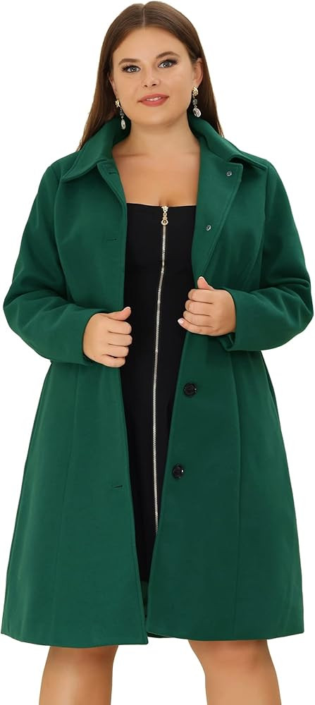 Agnes Orinda Women's Plus Size Single Breasted Belted Winter Long Coat | Amazon (US)