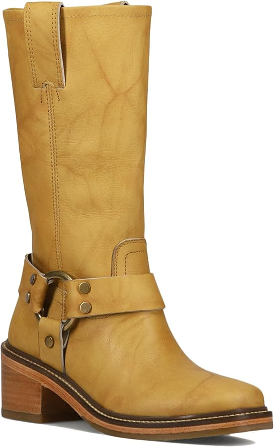 Banana Mid Calf Boots for Women Wide Calf Riding Boots Comfortable Square Toe Chunky Heel Moto Bo... | Amazon (US)