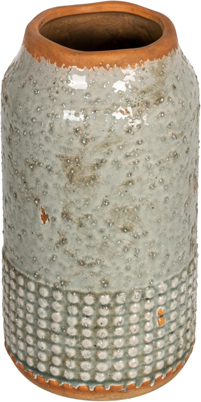 Creative Co-Op Round Terra-Cotta Hobnail Planter Vase with Heavily Distressed Finish, Grey | Amazon (US)