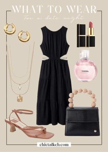 A summer date night look idea! 
Black dress, summer dress, summer sandals, summer outfit idea, maxi dress

#LTKstyletip #LTKSeasonal #LTKshoecrush