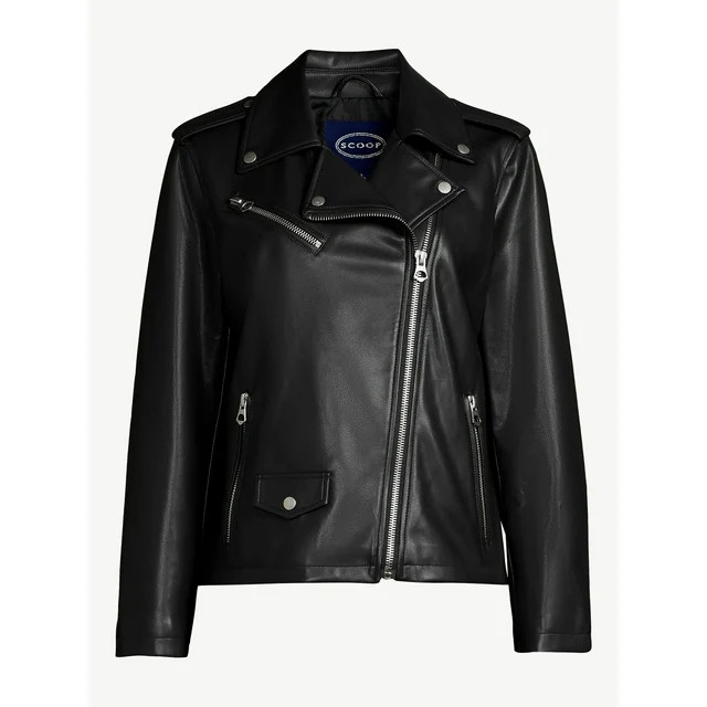 Scoop Women's Faux Leather Moto Jacket - Walmart.com | Walmart (US)