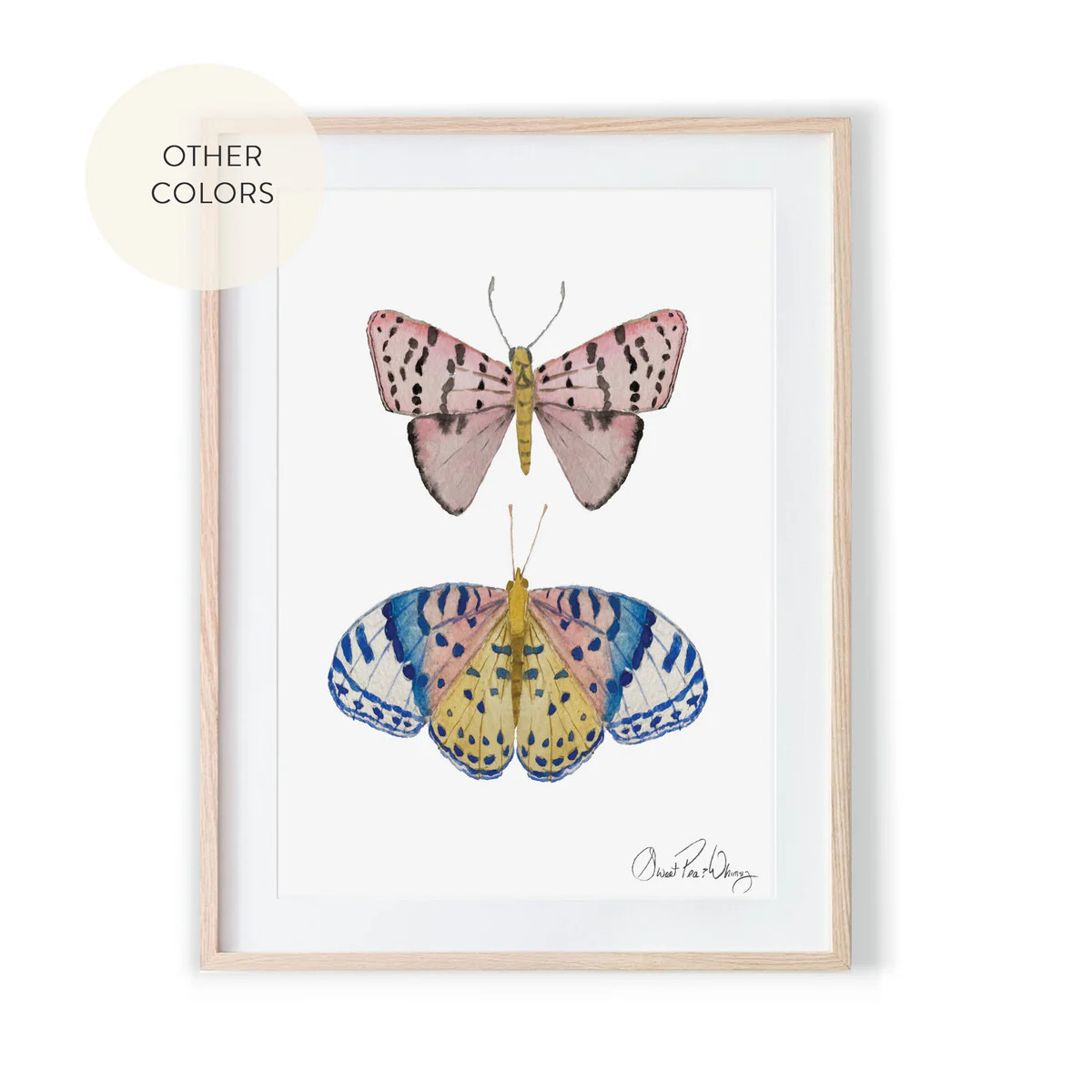 Watercolor Pink and Blue Butterfly Print | Sweet Pea and Whimsy